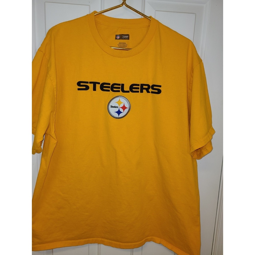 NFL Team Apparel Pittsburgh Steelers Yellow Short Sleeve Embroider  Mens Size XL